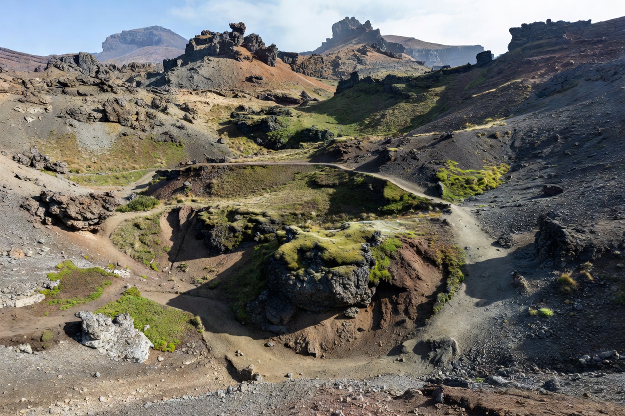 Rugged terrain on the Tongariro Alpine Crossing, New Zealand